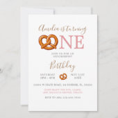 Invitation Mignonne rose Octoberfest Pretzel Tourne un Annive (Devant)
