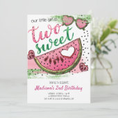 Invitation Mignonne rose vert un dans un Melon 2e anniversair (Debout devant)