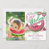 Invitation Mignonne Rose Vert Un Dans Un Melon Photo Annivers (Devant)