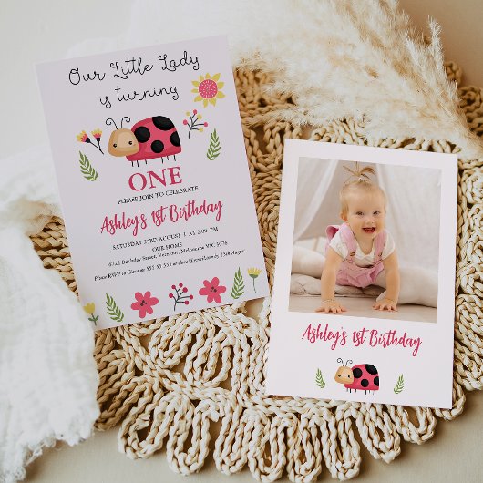 Invitation Mignonne Rouge Noir Notre Petite Ladybug 1er Anniv
