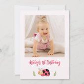 Invitation Mignonne Rouge Noir Notre Petite Ladybug 1er Anniv (Dos)