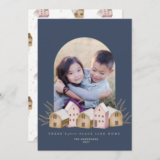 Invitation mignonne scandi moderne maison naturelle Noël (Devant / Derrière)