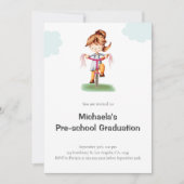 Invitation Mignonne Simple Fille Préscolaire Graduation (Devant)