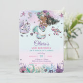 Invitation Mignonne sirène Brown sous la mer Narwhal Annivers (Debout devant)