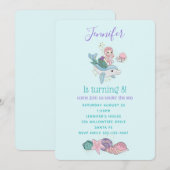 Invitation Mignonne sirène chevauchant un dauphin sous la mer (Devant / Derrière)