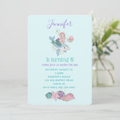 Invitation Mignonne sirène chevauchant un dauphin sous la mer (Debout devant)