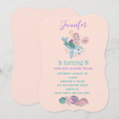 Invitation Mignonne sirène chevauchant un dauphin sous la mer (Devant / Derrière)