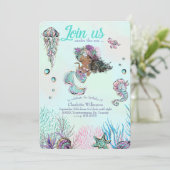 Invitation Mignonne sirène de Parties scintillant avec cheveu (Debout devant)