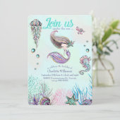 Invitation Mignonne sirène de Parties scintillant avec invita (Debout devant)