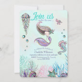 Invitation Mignonne sirène de Parties scintillant avec invita (Devant)