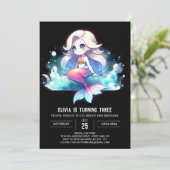 Invitation Mignonne sirène numérique Anniversaire (Debout devant)