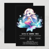 Invitation Mignonne sirène numérique Anniversaire (Devant / Derrière)