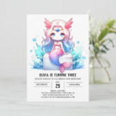 Invitation Mignonne sirène numérique Anniversaire (Debout devant)