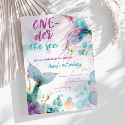 Invitation Mignonne Sirène One der The Sea 1er Anniversaire