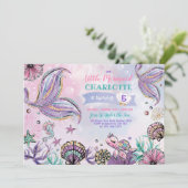Invitation Mignonne sirène sous la mer fête d'anniversaire (Debout devant)