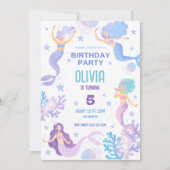 Invitation Mignonne sirène sous la mer fête d'anniversaire (Devant)