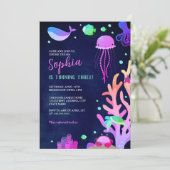 Invitation Mignonne sous la mer fête d'anniversaire (Debout devant)