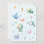 Invitation Mignonne sous la mer Oh Baby shower garçon (Dos)