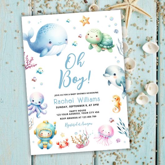 Invitation Mignonne sous la mer Oh Baby shower garçon