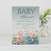 Invitation Mignonne sous la mer Sirène Baby shower de poisson (Debout devant)