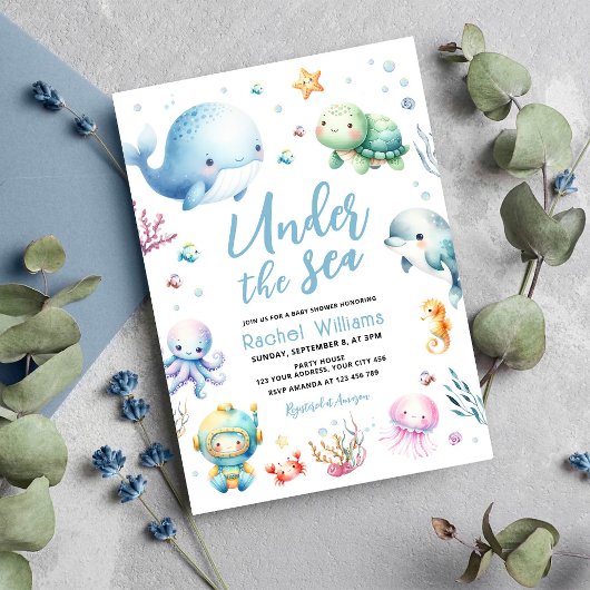Invitation Mignonne sous le Baby shower marin