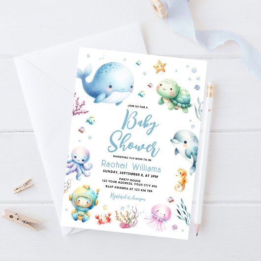 Invitation Mignonne sous le Baby shower marin
