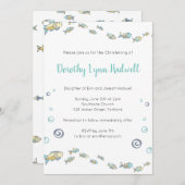 Invitation Mignonne Sous Le Baptême Du Poisson De Mer Baptême (Devant / Derrière)