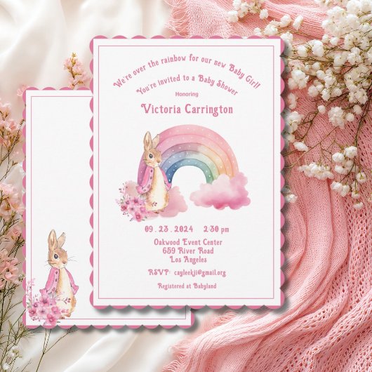 Invitation Mignonne sur le Baby shower d'aquarelle rose arc-e