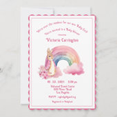 Invitation Mignonne sur le Baby shower d'aquarelle rose arc-e (Devant)
