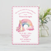 Invitation Mignonne sur le Baby shower d'aquarelle rose arc-e (Debout devant)