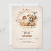 Invitation Mignonne Teddy Bear Automne Citrouilles Garçon Ann (Devant)