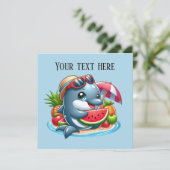 Invitation Mignonne tout usage plage fête dauphin (Debout devant)