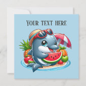 Invitation Mignonne tout usage plage fête dauphin (Devant)