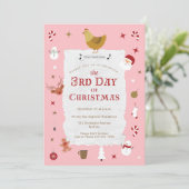 Invitation Mignonne trois poules françaises 3e jour de fête d (Debout devant)