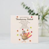 Invitation Mignonne Turquie Thanksgiving Potluck (Debout devant)