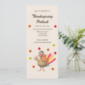 Invitation Mignonne Turquie Thanksgiving Potluck (Debout devant)
