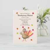 Invitation Mignonne Turquie Thanksgiving Potluck (Debout devant)
