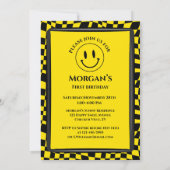 Invitation Mignonne Un Bon Mec À damiers Garçons Premier Anni (Dos)