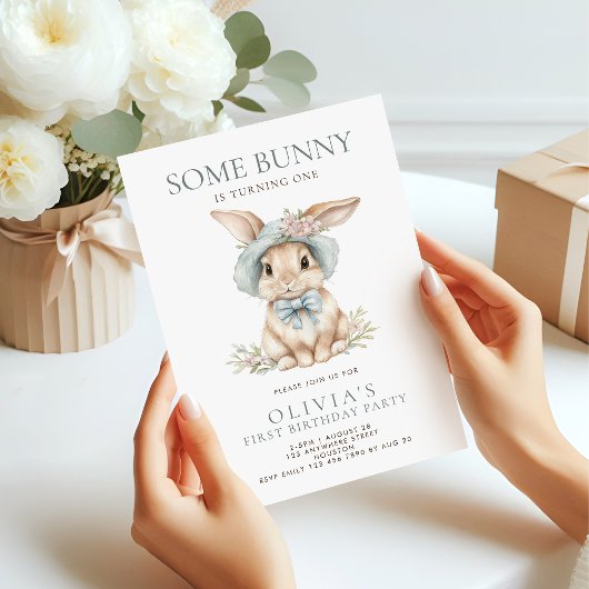 Invitation Mignonne Un lapin devient un 1er anniversaire