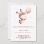 Invitation Mignonne Un lapin devient une fille Anniversaire (Devant)