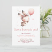 Invitation Mignonne Un lapin devient une fille Anniversaire (Debout devant)