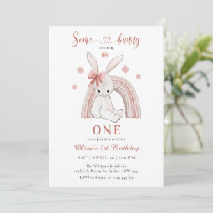 Invitation Mignonne Un Lapin Tournera Une Fille Premier Anniv
