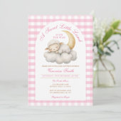 Invitation Mignonne Un petit baby shower d'agneau Boho Rose e (Debout devant)