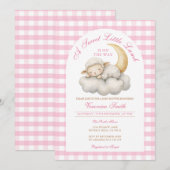 Invitation Mignonne Un petit baby shower d'agneau Boho Rose e (Devant / Derrière)