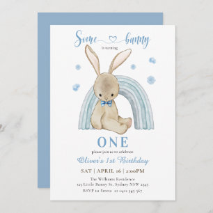 Invitation Mignonne Un Petit Lapin Tournera Un Garçon Premier