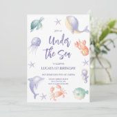 Invitation Mignonne Under the Sea Boy Anniversaire (Debout devant)