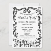 Invitation Mignonne unique main Whimsical tiré fête de Noël (Devant)