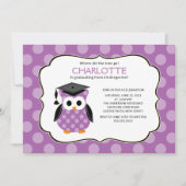 Invitation Mignonne violet Pois Grad Owl Girl Graduation (Devant)
