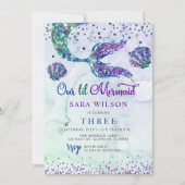 Invitation Mignonne violet vert Parties scintillant moderne S (Devant)