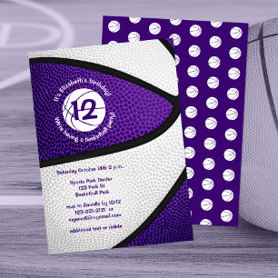 Invitation mignonne violette blanche de basket filles sport